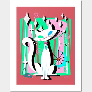 Atomic Sasha White Cat Posters and Art